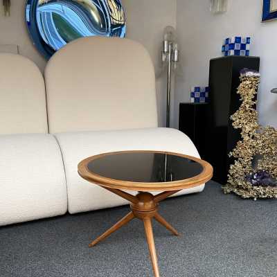pedestal table wood cesare lacca opaline italy 1960 1950