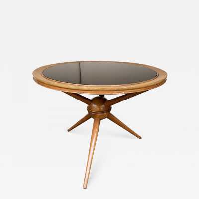pedestal table wood cesare lacca opaline italy 1960 1950