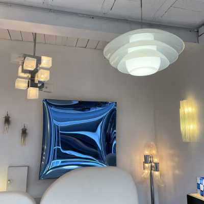 Murano glass suspension chandelier artemide metal italy 1970