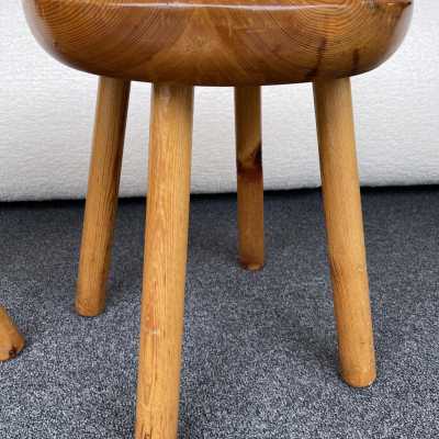 pair charlotte perriand les arcs pine wood stools 1950 1960