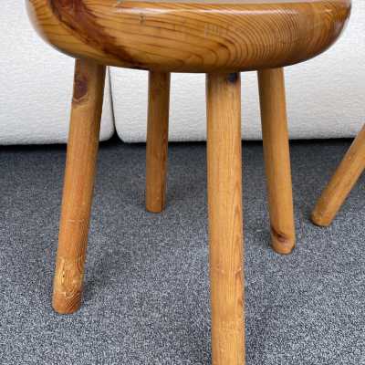 pair charlotte perriand les arcs pine wood stools 1950 1960