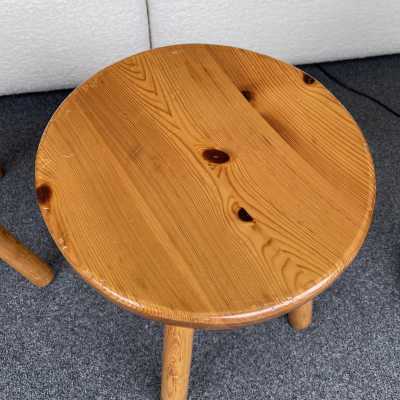 pair charlotte perriand les arcs pine wood stools 1950 1960