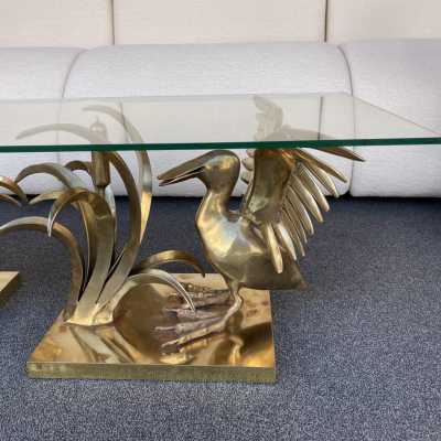 gilt bronze coffee table Christian Techoueyres house jansen france 1970 pelican reed