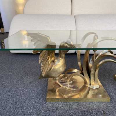 gilt bronze coffee table Christian Techoueyres house jansen france 1970 pelican reed