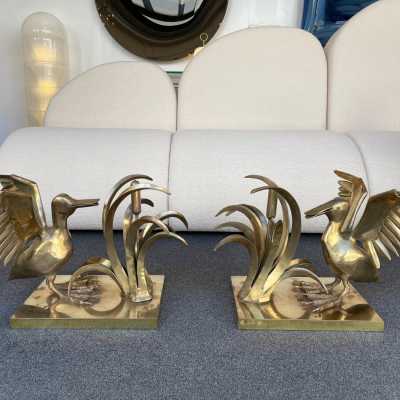 gilt bronze coffee table Christian Techoueyres house jansen france 1970 pelican reed
