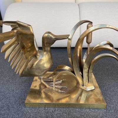 gilt bronze coffee table Christian Techoueyres house jansen france 1970 pelican reed