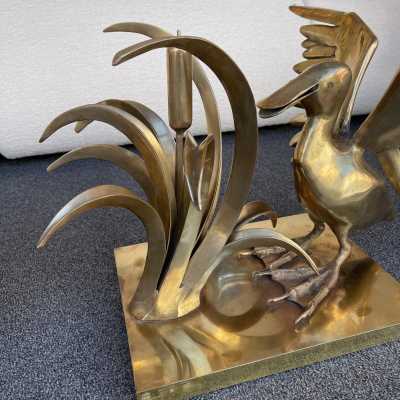 gilt bronze coffee table Christian Techoueyres house jansen france 1970 pelican reed