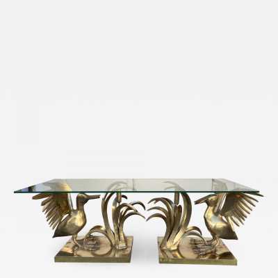 gilt bronze coffee table Christian Techoueyres house jansen france 1970 pelican reed