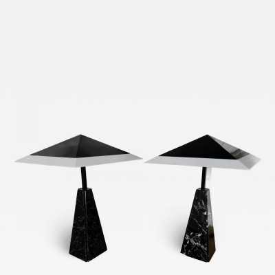 Large pair of lamps in marble and lampshades in lacquered metal and white methacrylate by Cini Boeri for Tranconi. Italy 1970. floor lamp chandelier Reggiani, Sciolari, Francesco Buzzi Ceriani, Stilnovo, Angelo Brotto for Esperia, Aldo Carlo Nason for Mazzega, Venini, Vistosi, La Murrina, Toni Zuccheri, Fontana Arte, Artemide, Arteluce, Arredoluce, Luigi Caccia Dominioni.