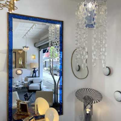 chandelier lamp suspension metal chain glass murano chrome mazzega fratelli toso italy 1970