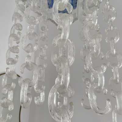 chandelier lamp suspension metal chain glass murano chrome mazzega fratelli toso italy 1970