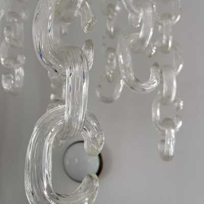 chandelier lamp suspension metal chain glass murano chrome mazzega fratelli toso italy 1970