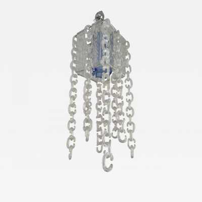 chandelier lamp suspension metal chain glass murano chrome mazzega fratelli toso italy 1970