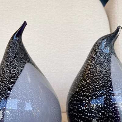 lamps pair pengoin fratelli toso murano glass leaves silver italy 1970 1980
