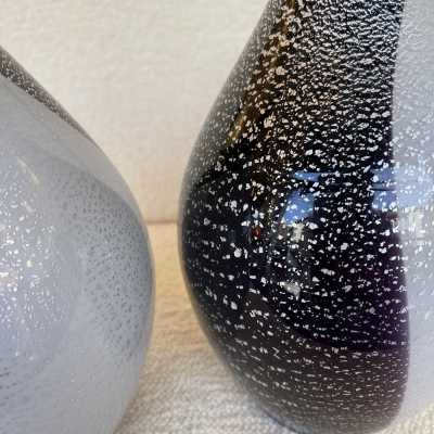 lamps pair pengoin fratelli toso murano glass leaves silver italy 1970 1980