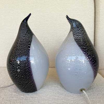 lamps pair pengoin fratelli toso murano glass leaves silver italy 1970 1980