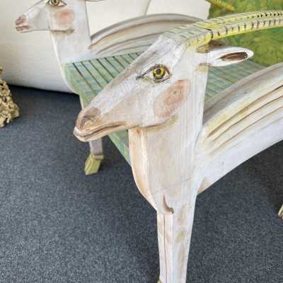 armchair gérard rigot animal animals painted wood france 1980 antelope cat