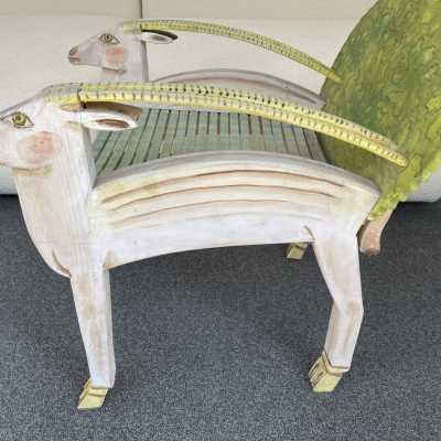 armchair gérard rigot animal animals painted wood france 1980 antelope cat
