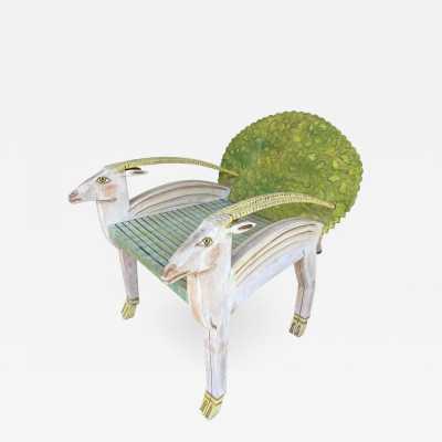 armchair gérard rigot animal animals painted wood france 1980 antelope cat