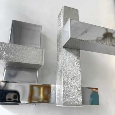 wall lights pair cubic geometry metal chrome brass gaetano sciolari reggiani stilux italy 1970