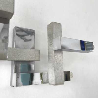 wall lights pair cubic geometry metal chrome brass gaetano sciolari reggiani stilux italy 1970