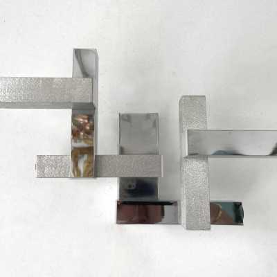 wall lights pair cubic geometry metal chrome brass gaetano sciolari reggiani stilux italy 1970