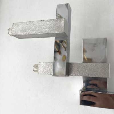 wall lights pair cubic geometry metal chrome brass gaetano sciolari reggiani stilux italy 1970