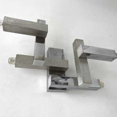 wall lights pair cubic geometry metal chrome brass gaetano sciolari reggiani stilux italy 1970