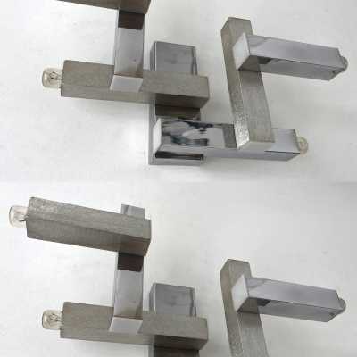 wall lights pair cubic geometry metal chrome brass gaetano sciolari reggiani stilux italy 1970