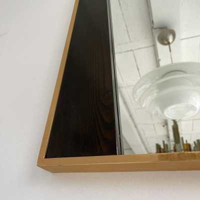 mirror wood brass design geometry italy 1970