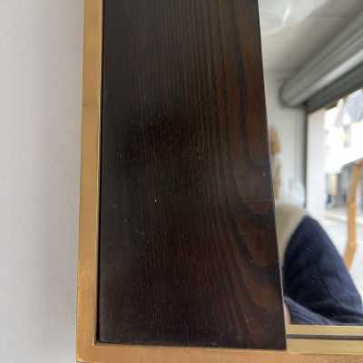 mirror wood brass design geometry italy 1970
