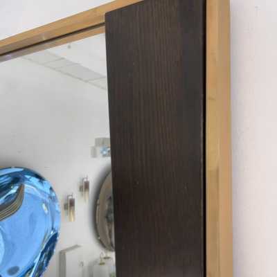 mirror wood brass design geometry italy 1970