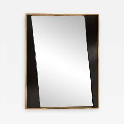 mirror wood brass design geometry italy 1970