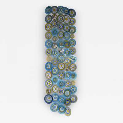 rare Large Artistic Murano Glass Disc Corner Sconce by Gianmaria Potenza for La Murrina. Italy 1970. Potenza is the founder of the La Murrina factory, one of the great master glassmakers of Murano. in the style of Vistosi, Venini, Mazzega, Poliarte, Aldo Carlo Nason, Toni Zuccheri, Cenedese, Veronese. sconces floor lamp chandelier mid-century 1960 1980 1990 brass