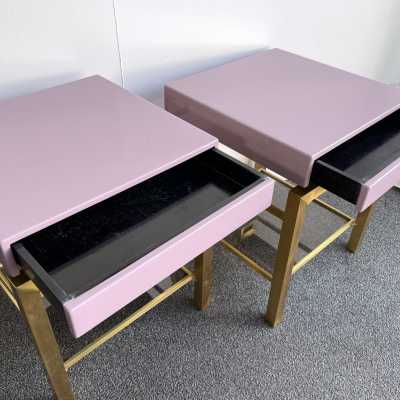 pair side tables bedside tables brass lacquer guy lefèvre house jansen france 1970