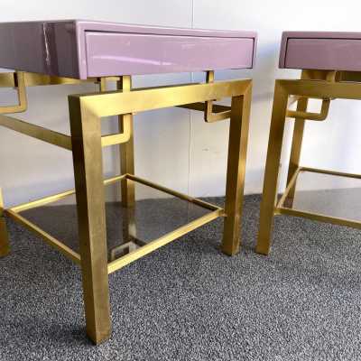 pair side tables bedside tables brass lacquer guy lefèvre house jansen france 1970