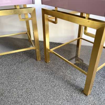 pair side tables bedside tables brass lacquer guy lefèvre house jansen france 1970