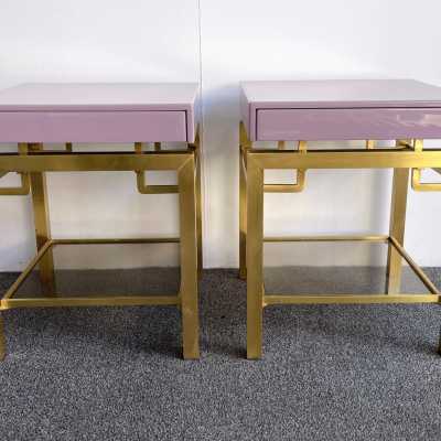 pair side tables bedside tables brass lacquer guy lefèvre house jansen france 1970