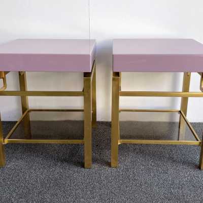 pair side tables bedside tables brass lacquer guy lefèvre house jansen france 1970
