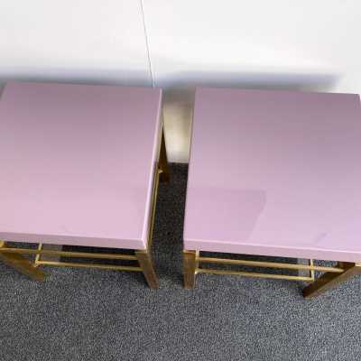 pair side tables bedside tables brass lacquer guy lefèvre house jansen france 1970