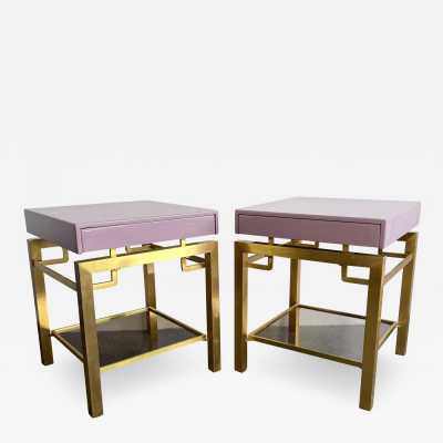 pair side tables bedside tables brass lacquer guy lefèvre house jansen france 1970