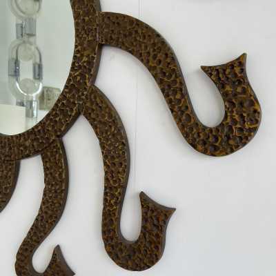 mirror brass bronze octopus sun luciano frigerio desio italy 1970 1980