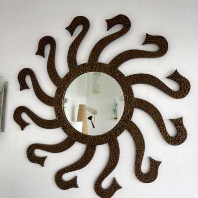 mirror brass bronze octopus sun luciano frigerio desio italy 1970 1980