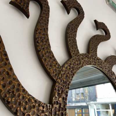mirror brass bronze octopus sun luciano frigerio desio italy 1970 1980