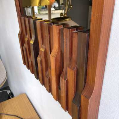 mirror wood brass bronze luciano frigerio italy 1970 1980 desio