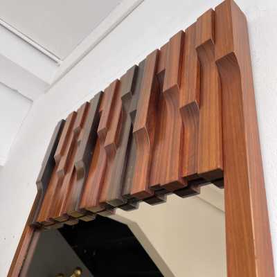 mirror wood brass bronze luciano frigerio italy 1970 1980 desio