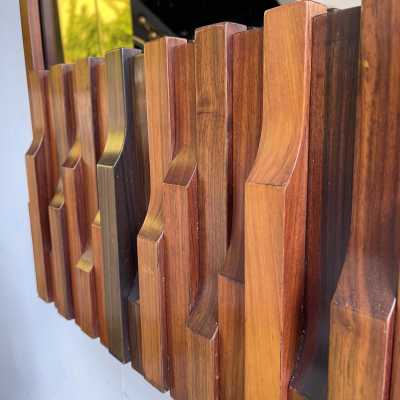 mirror wood brass bronze luciano frigerio italy 1970 1980 desio