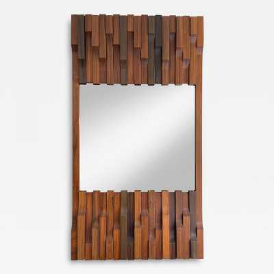 mirror wood brass bronze luciano frigerio italy 1970 1980 desio