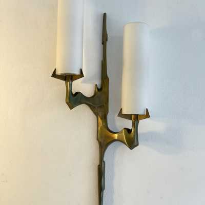 pair of gilded bronze sconces house arlus felix agostini france 1960 1970