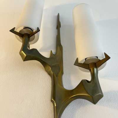 pair of gilded bronze sconces house arlus felix agostini france 1960 1970